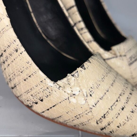 Theory Leather City Pump Pointed Toe Kitten Heel Cream‎ Black 37/6.5 - Picture 9 of 14